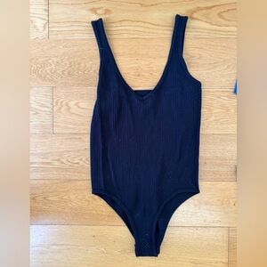 Aura Black Ribbed Bodysuit